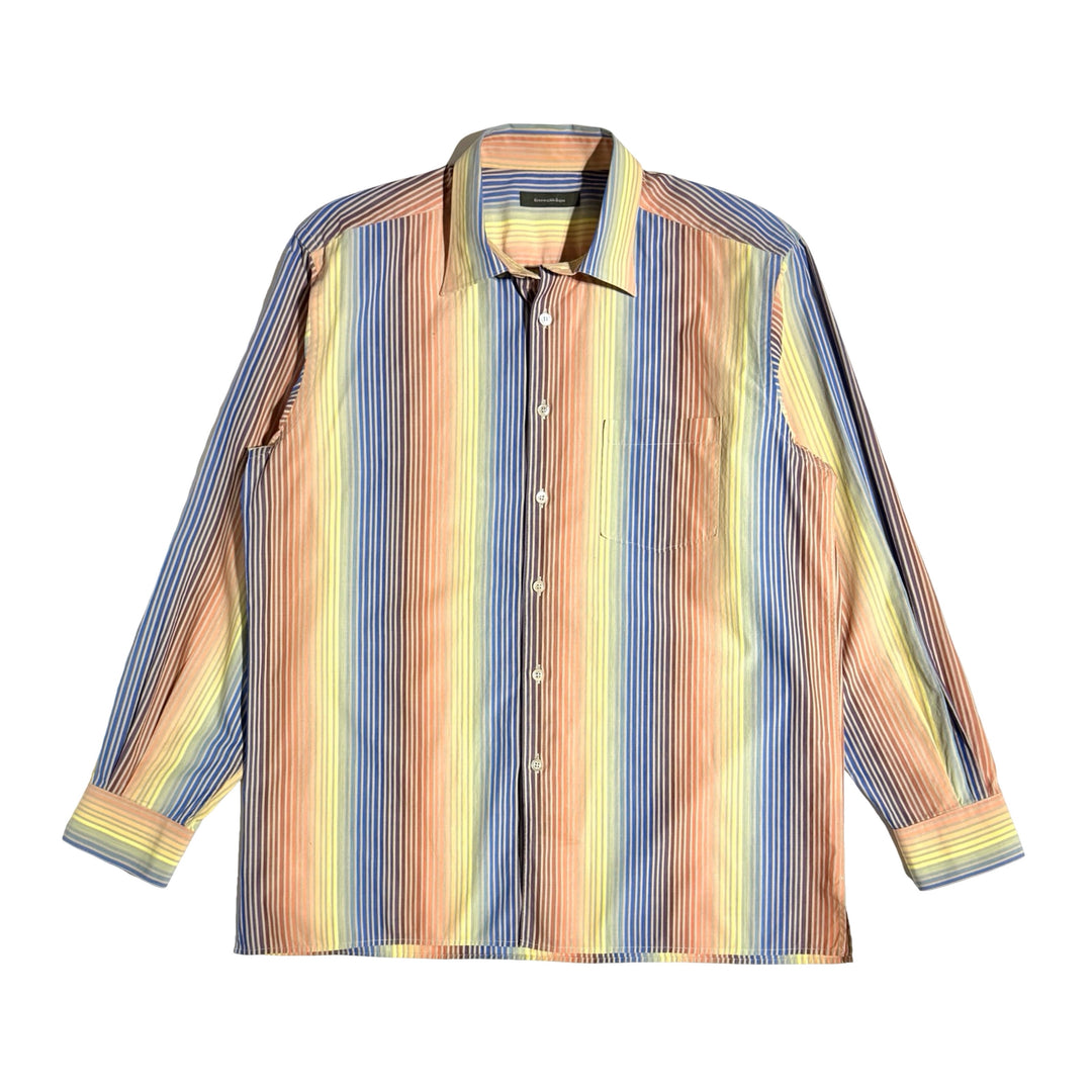 2000’S ERMENEGILDO ZEGNA MADE IN ITALY RAINBOW STRIPED L/S B.D. SHIRT X-LARGE