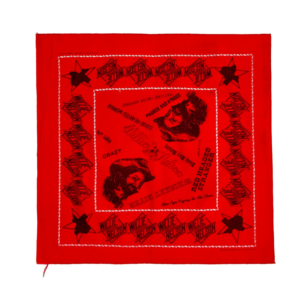 1970’S WILLIE NELSON MADE IN USA COLORFAST SELVEDGE BANDANA