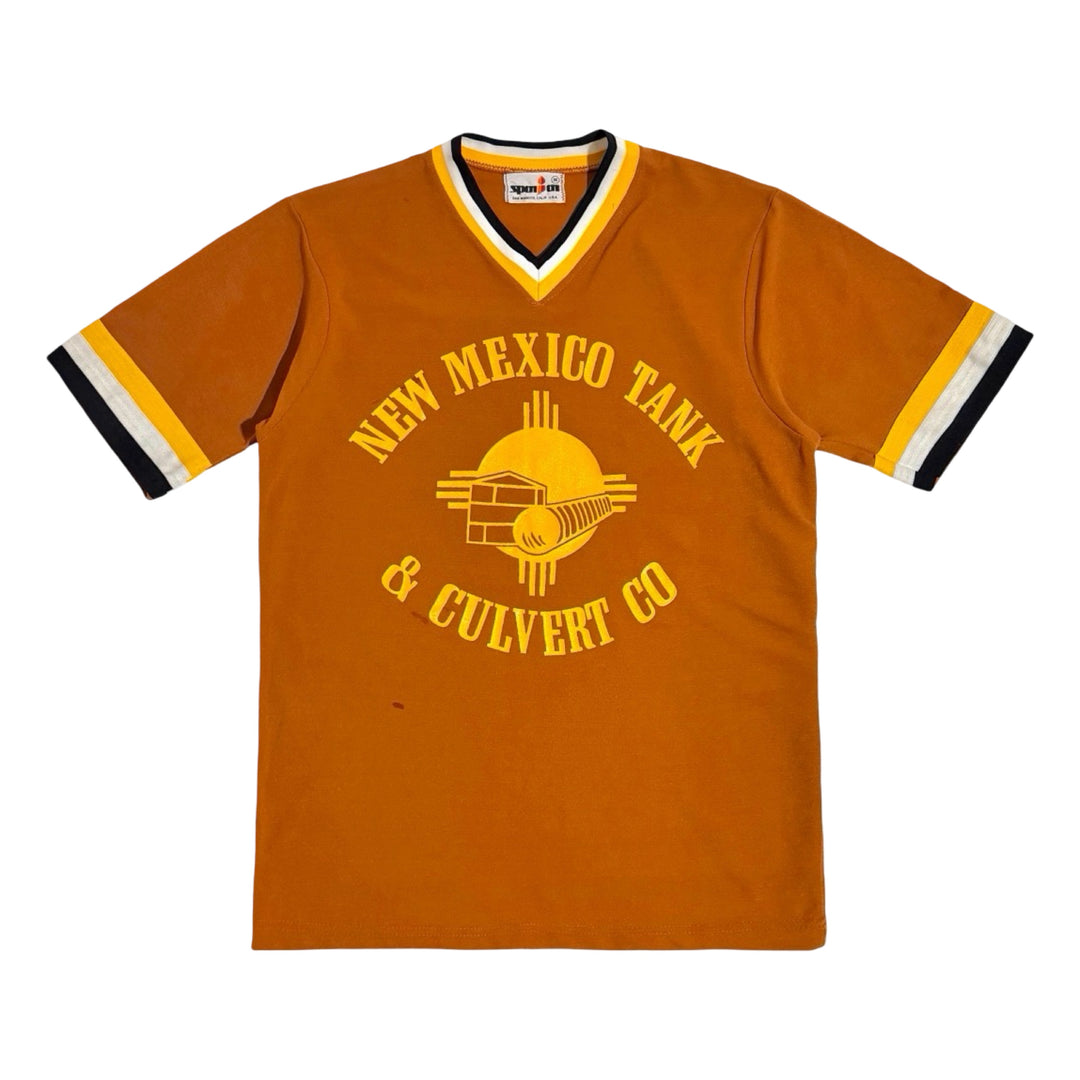 1970’S NEW MEXICO TANK &amp; CULVERT CO MADE IN USA BURNT ORANGE BASEBALL JERSEY S/S T-SHIRT MEDIUM