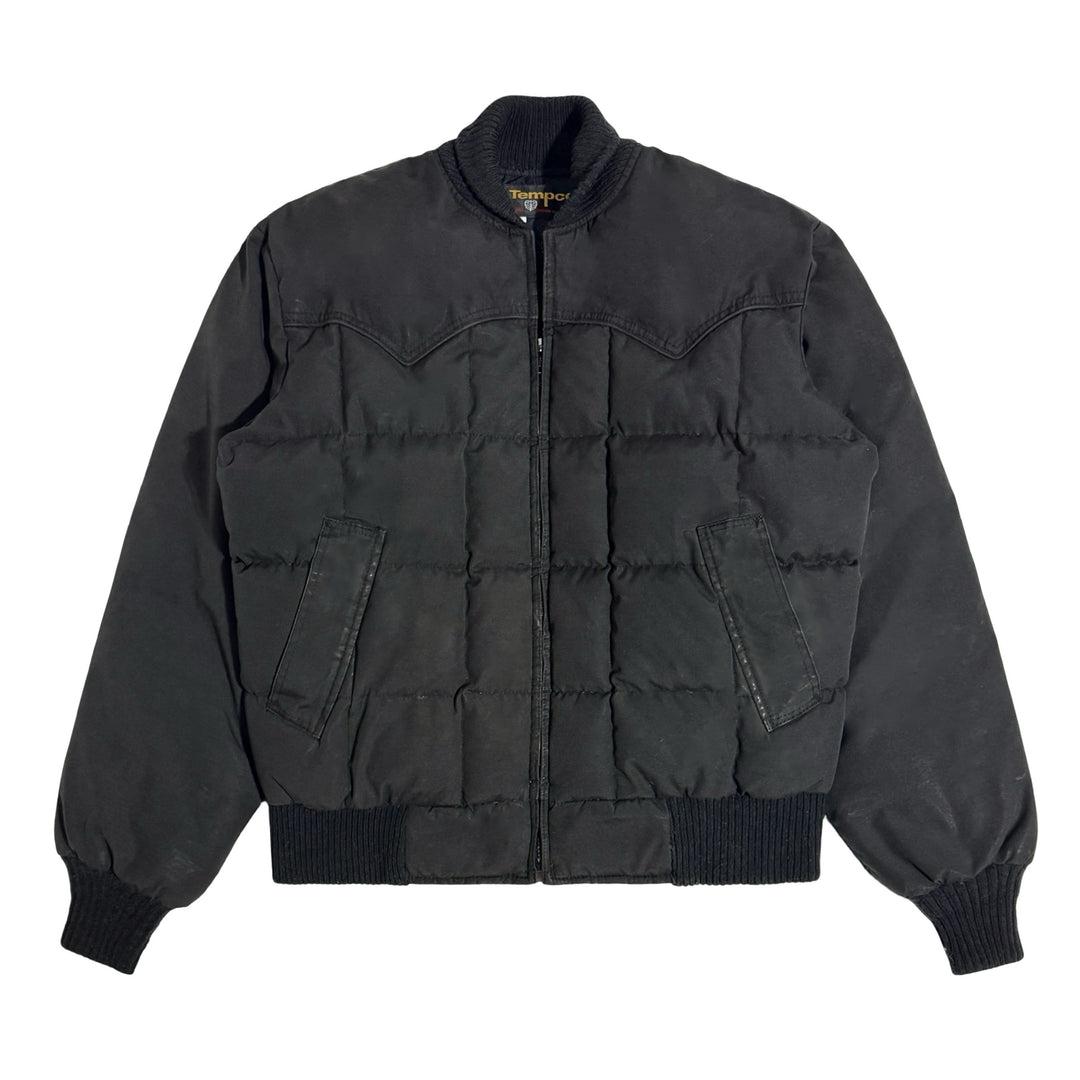 1990’S TEMPCO MADE IN USA CROPPED QUILTED GOOSE DOWN WESTERN BOMBER JACKET X-LARGE