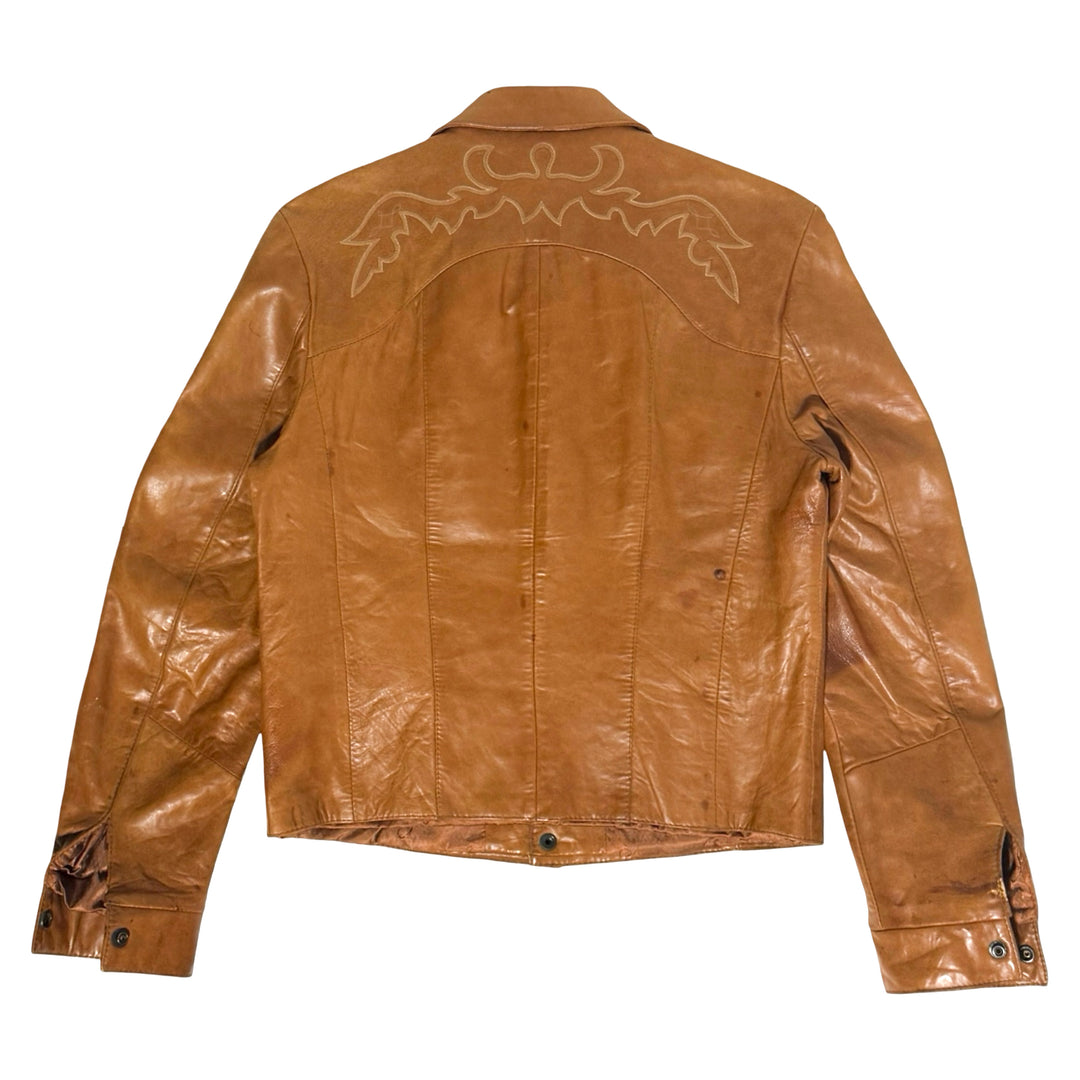 1960’S REMY MADE IN USA CROPPED WESTERN EMBROIDERED LAMB LEATHER JACKET MEDIUM