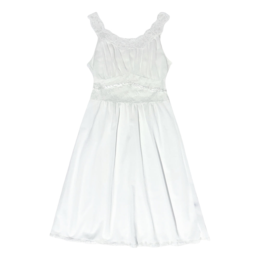 LATE 1950S/EARLY 1960s ETHEREAL MADE IN USA COQUETTE WHITE PUFF SLEEVE LACE PEIGNOIR &amp; NIGHTGOWN DRESS SET SMALL