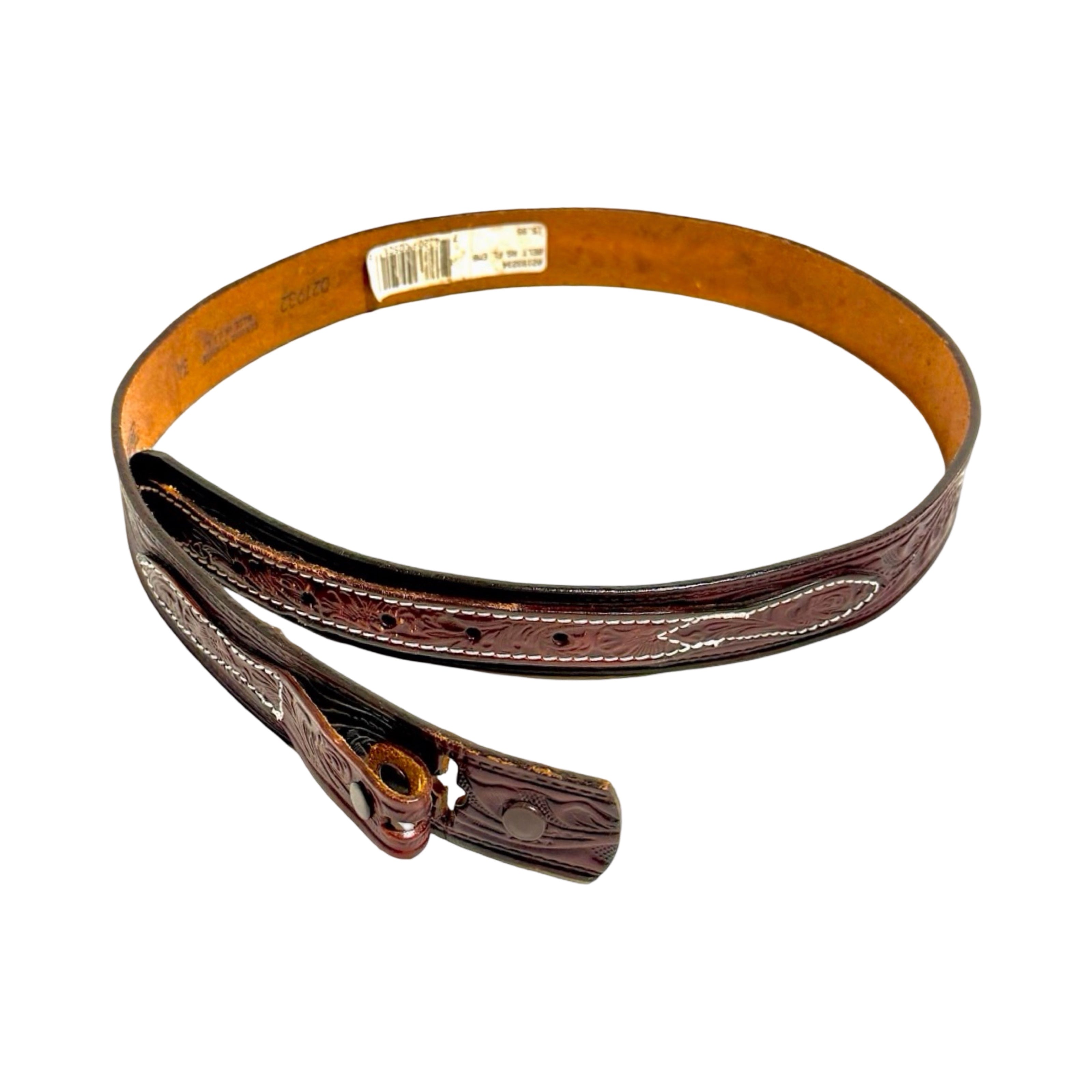 Texan tooled leather belt full view