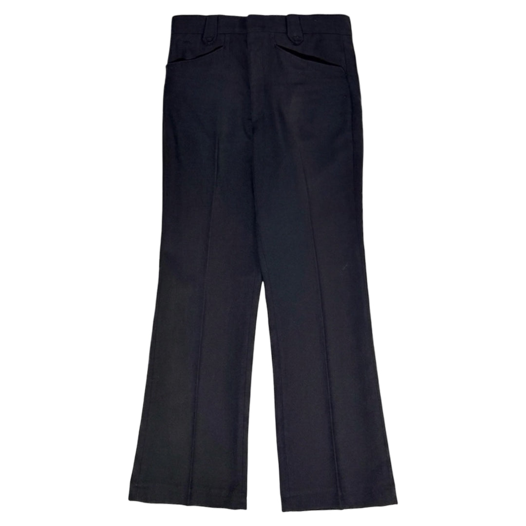 1970’S SHEPLERS MADE IN USA FADED BLACK WESTERN BOOTCUT FROG POCKET PANTS 30 X 30