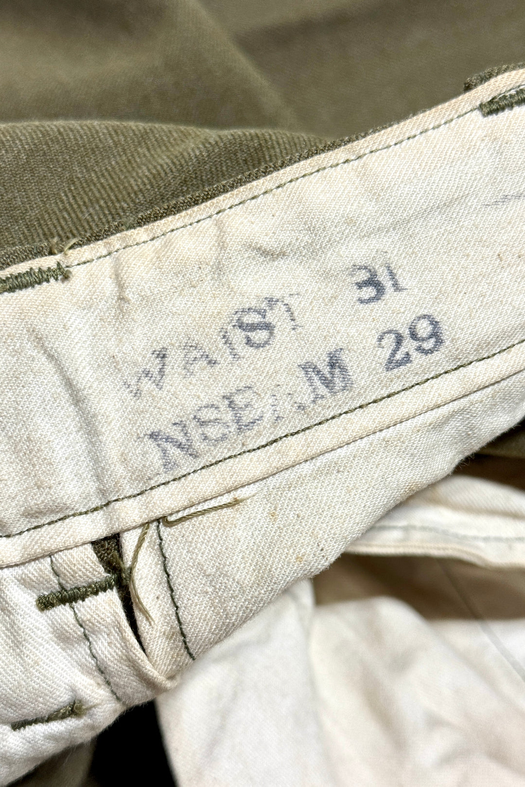 1940’S US ARMY WWII M37 OLIVE WOOL HIGH WAISTED MILITARY TROUSERS PANTS 30 X 30