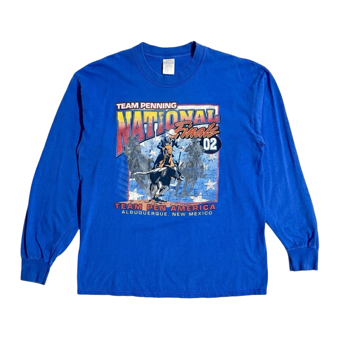 2000’S NATIONAL FINALS RODEO 2002 FADED & THRASHED L/S T-SHIRT LARGE