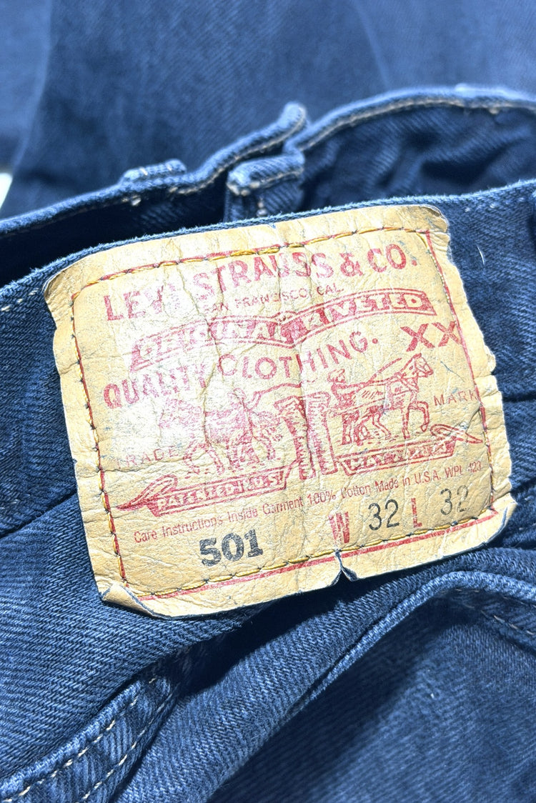 1990's Levi's 501 made in USA black overdye straight leg denim jeans 30 x 32