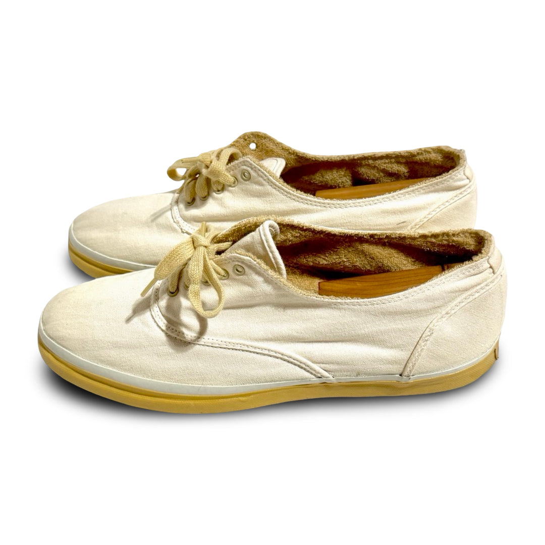 1950’S FOR•SPORT MADE IN USA US NAVY CVO STYLE FRENCH TERRY LINED WHITE CANVAS OXFORD BOAT SHOES 10
