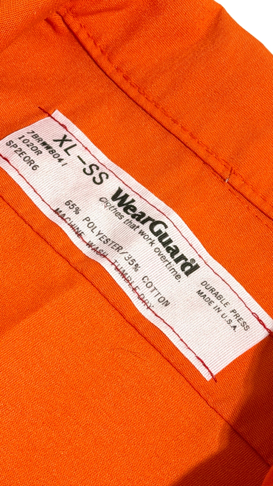 1980’S WEAR-GUARD MADE IN USA CROPPED ORANGE SEX S/S B.D. WORK SHIRT X-LARGE