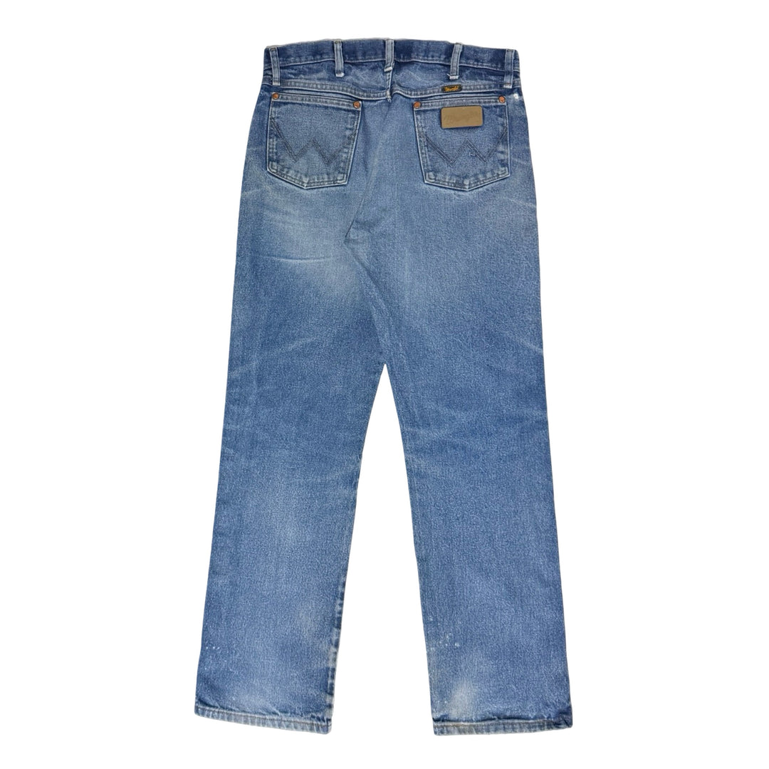 1990’S WRANGLER PERFECT WASH FADED COWBOY CUT DENIM JEANS 32 X 32