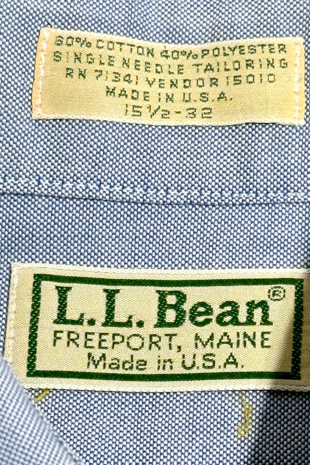1980’S LL BEAN MADE IN USA BLUE OXFORD CLOTH B.D. L/S SHIRT LARGE