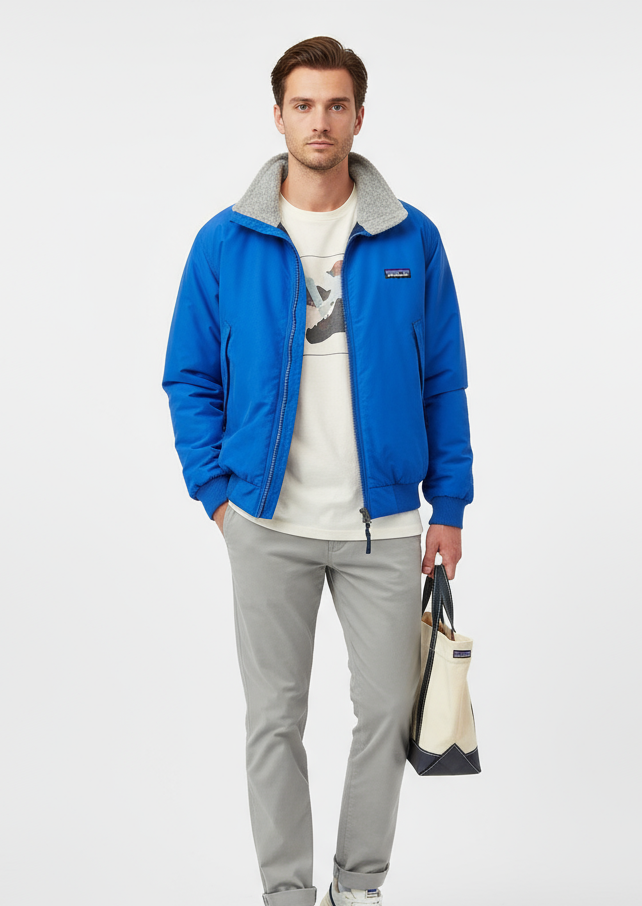 1990’S PATAGONIA MADE IN USA SHERPA LINED CROPPED WINDBREAKER JACKET SMALL