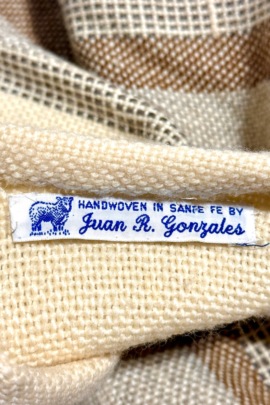 1970’S HAND MADE IN SANTA FE CROPPED ALPACA WOOL STRIPED 3/4 SLEEVE FRINGED BLANKET CARDIGAN SWEATER LARGE