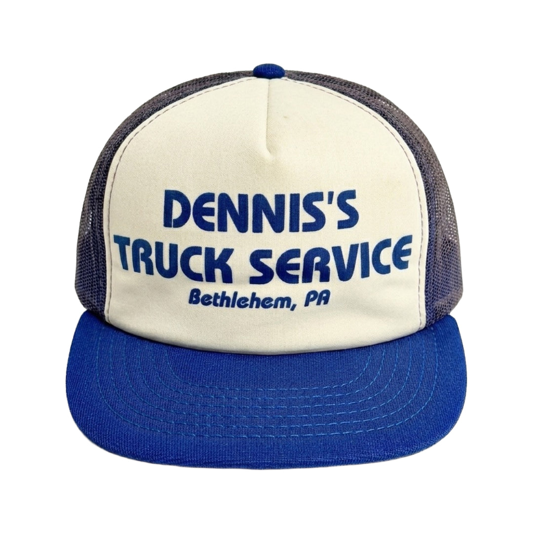 1970’S DENNIS’S TRUCK SERVICE WHITE FOAM & BLUE MESH TRUCKER HAT