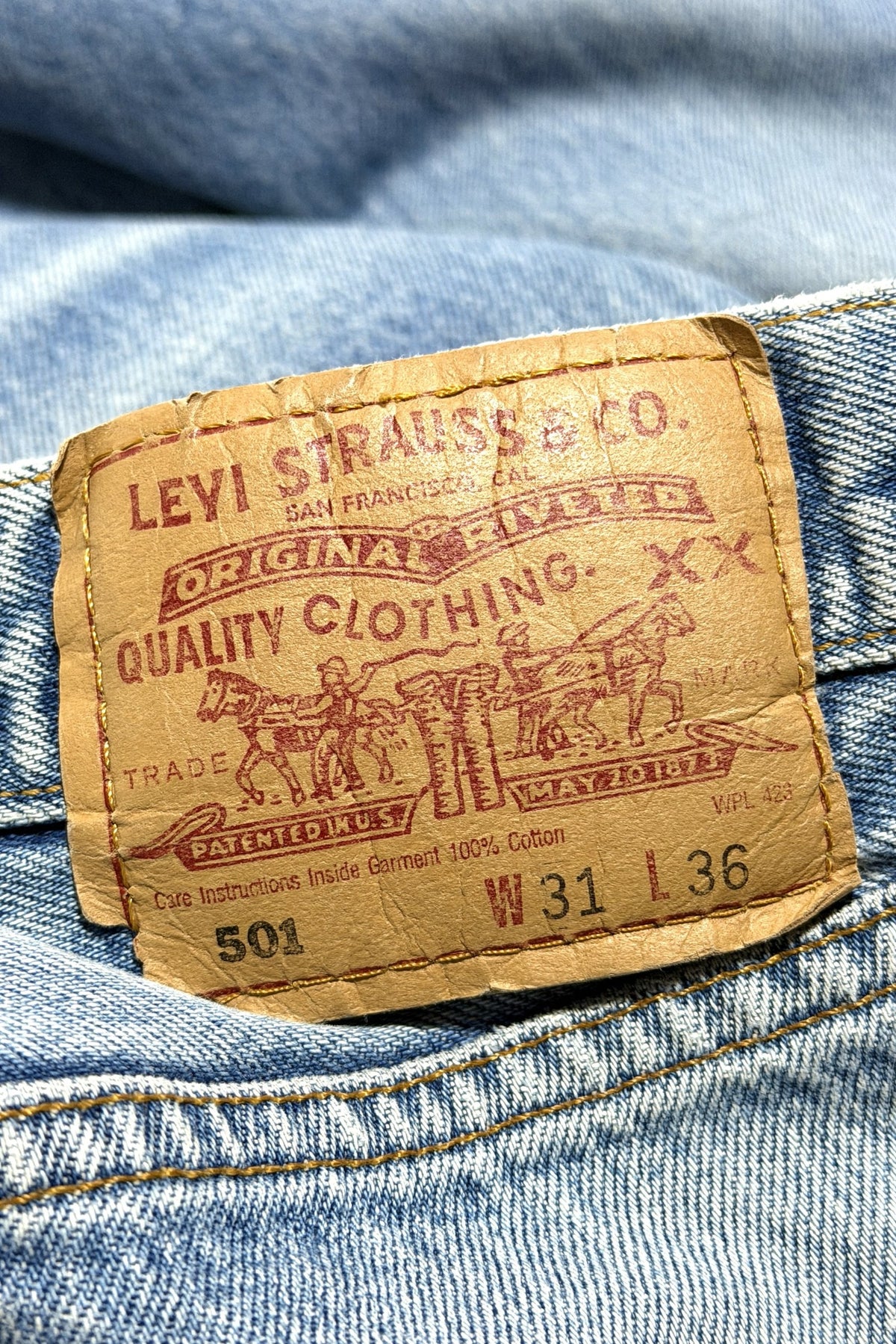 1990's Levi's 501 faded light wash cut off straight leg denim jeans 30 x 26