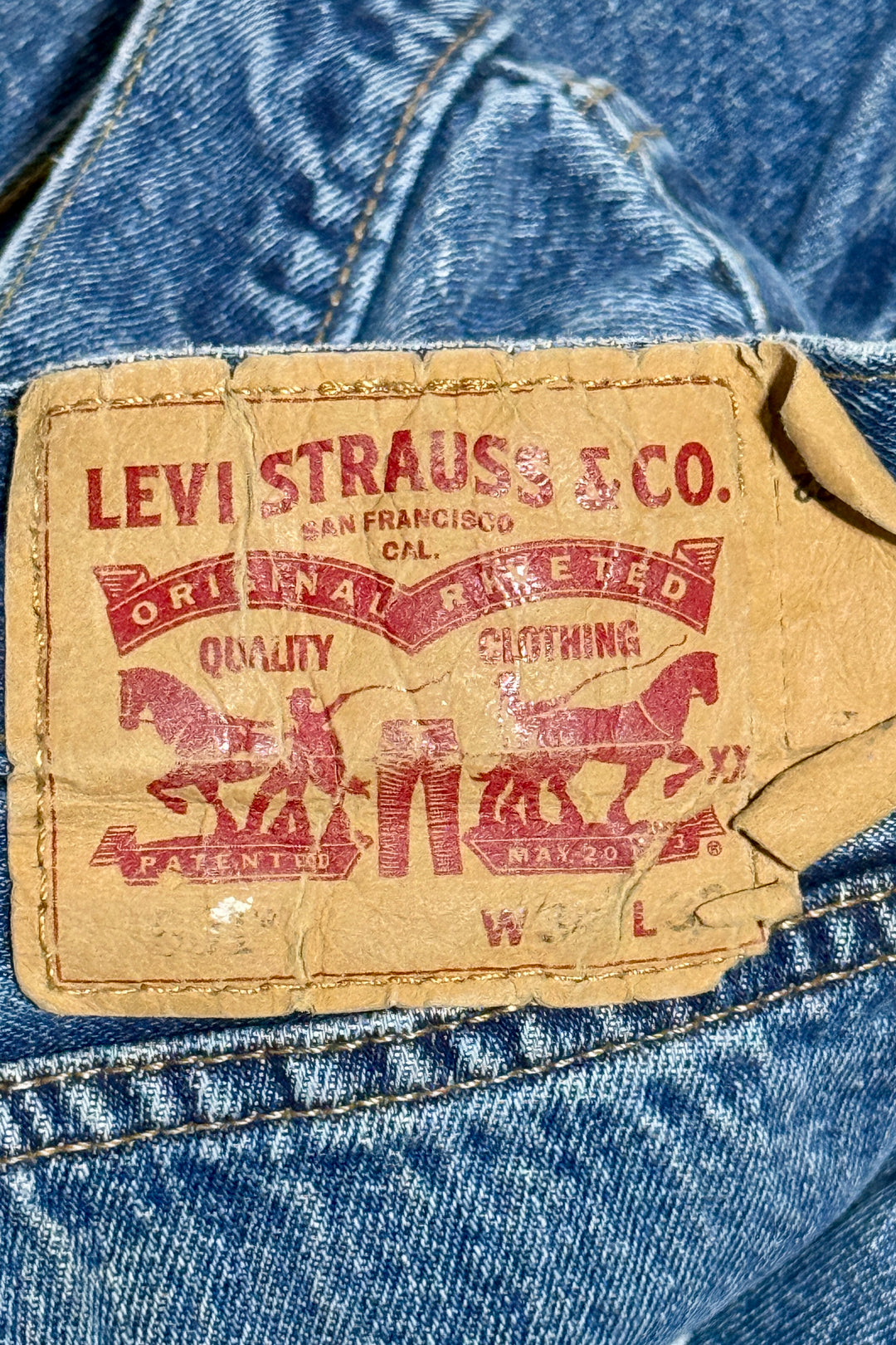 1990’S LEVI’S 501 PERFECT WASH FADED DENIM JEANS 38 X 36