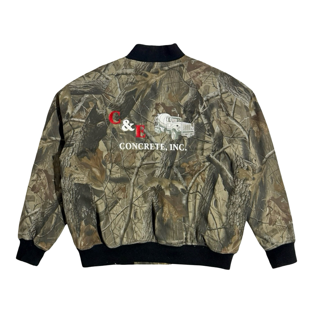 1990’S CONCRETE INC REALTREE®️ HUNTING CAMO BOMBER JACKET XXL