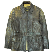 Load image into Gallery viewer, 1940’S GOLDEN FLEECE MADE IN USA HORSE HIDE BELTED LEATHER JACKET SMALL
