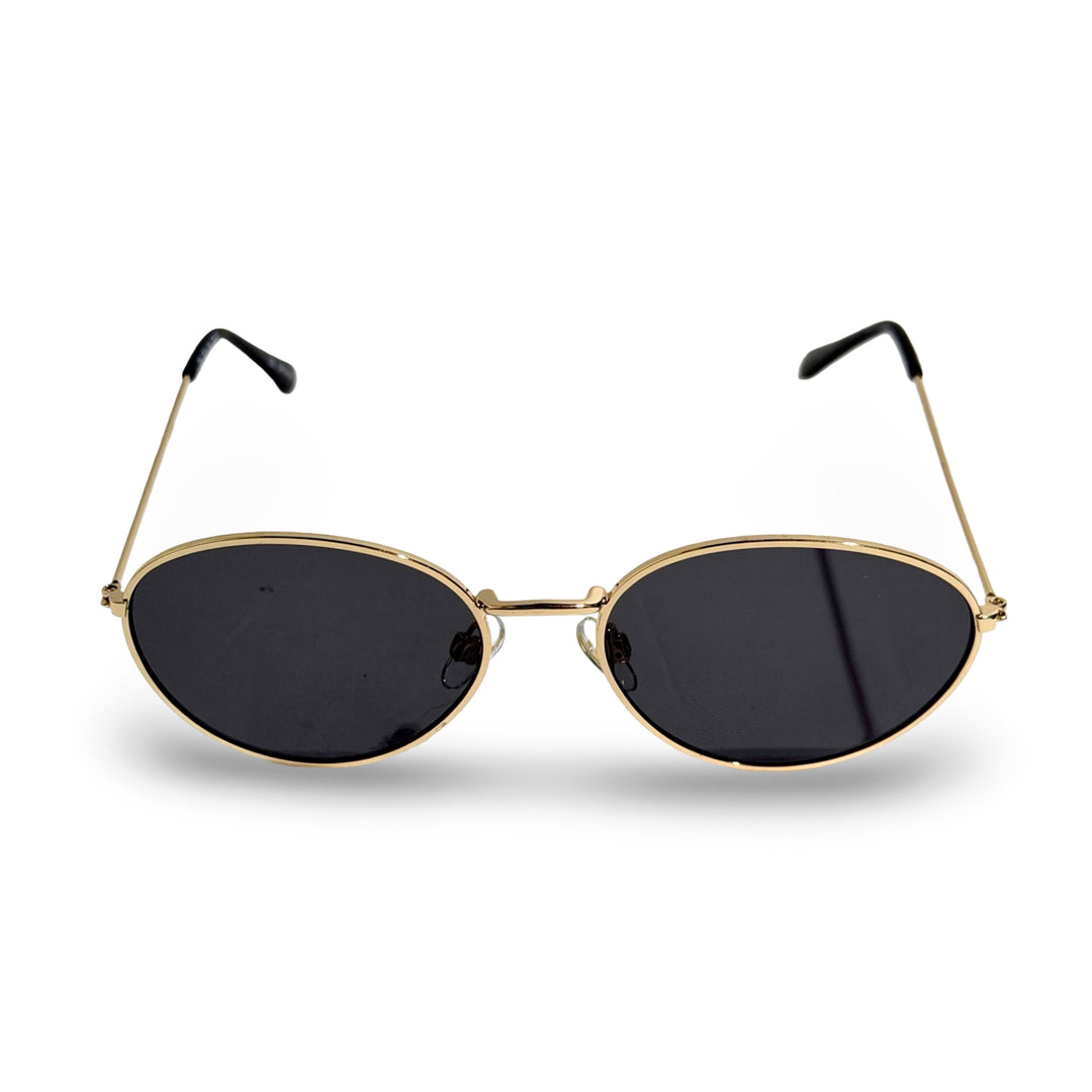 1980’S GOLD FRAME OVAL BLACK LENS SUNGLASSES