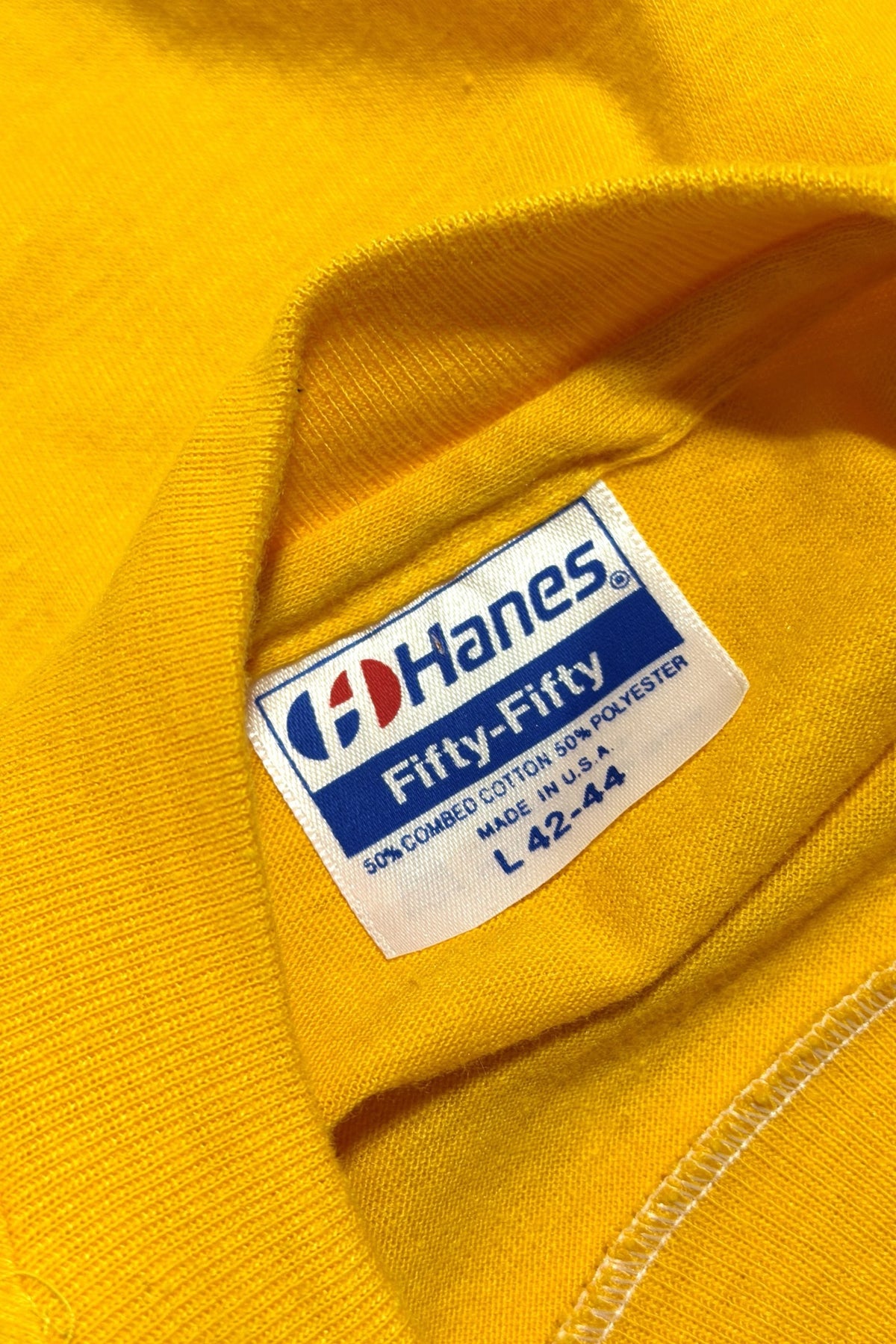 1980's Hanes gold Age and Treachery Wins Out Over Youth and Inexperience flocked cropped t-shirt medium