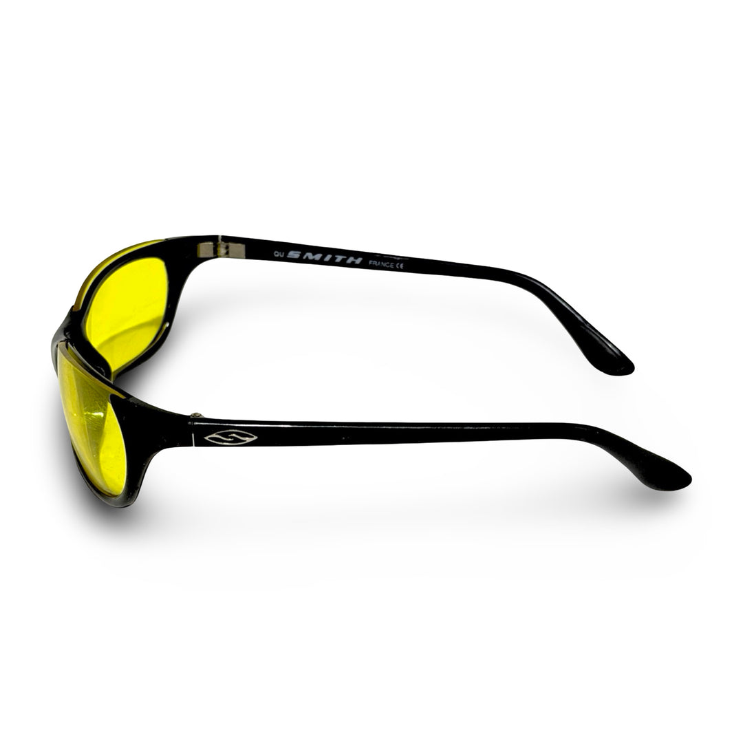 2000’S SMITH MADE IN FRANCE TOASTER BLACK FRAME BLUE BLOCKING YELLOW LENSE WRAPAROUND SUNGLASSES