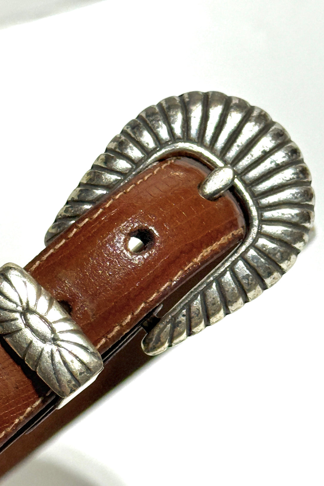 1990’S WESTERN SILVERTONE LIZARD GRAIN LEATHER BELT 36