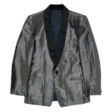 Load image into Gallery viewer, 1960’S JEAN RAYMOND MADE IN FRANCE STRIPED SPARKLE TUXEDO JACKET SMALL

