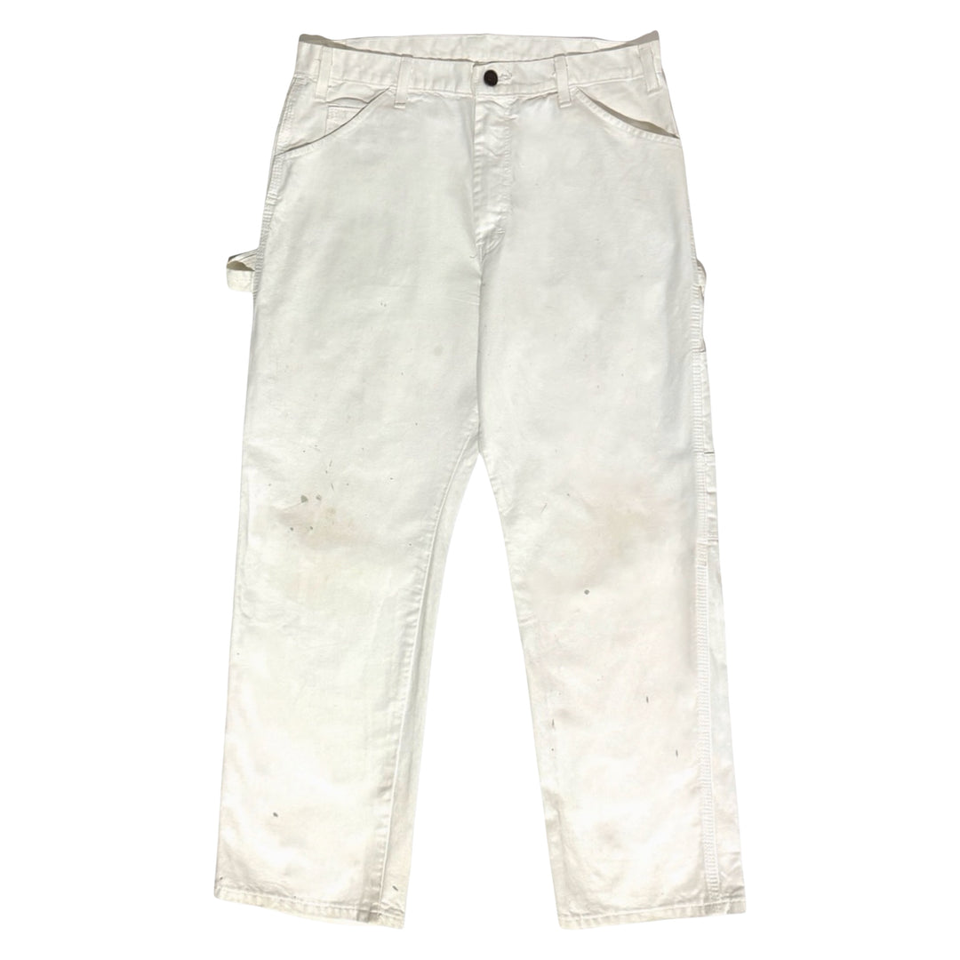1990’S DICKIES SHERMAN WILLIAMS OFF WHITE TWILL PAINTER CARPENTER WORKWEAR PANTS 34 X 30