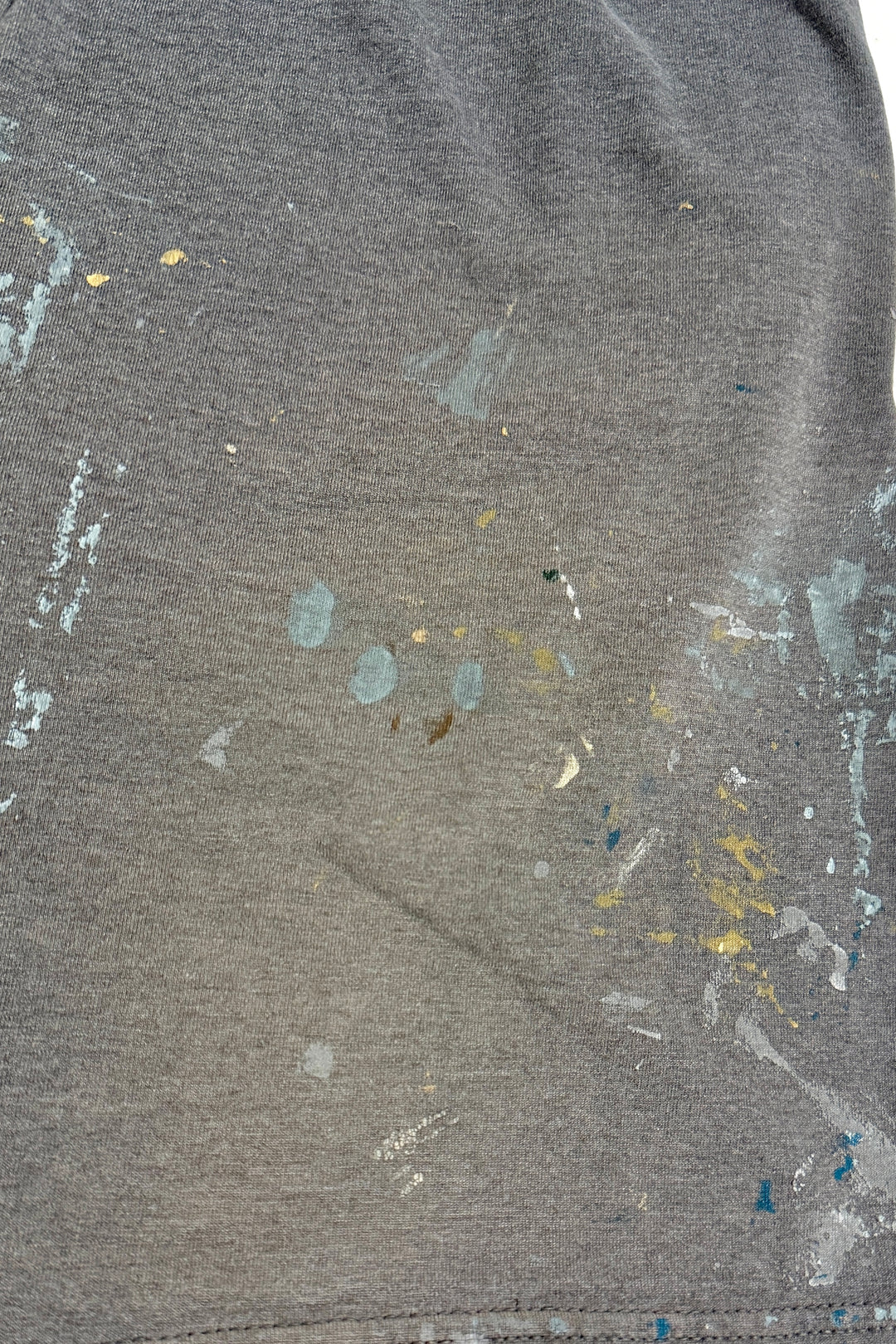 1990’S RUSSELL ATHLETICS MADE IN USA THRASHED & FADED PAINTER 6”SHORTS LARGE