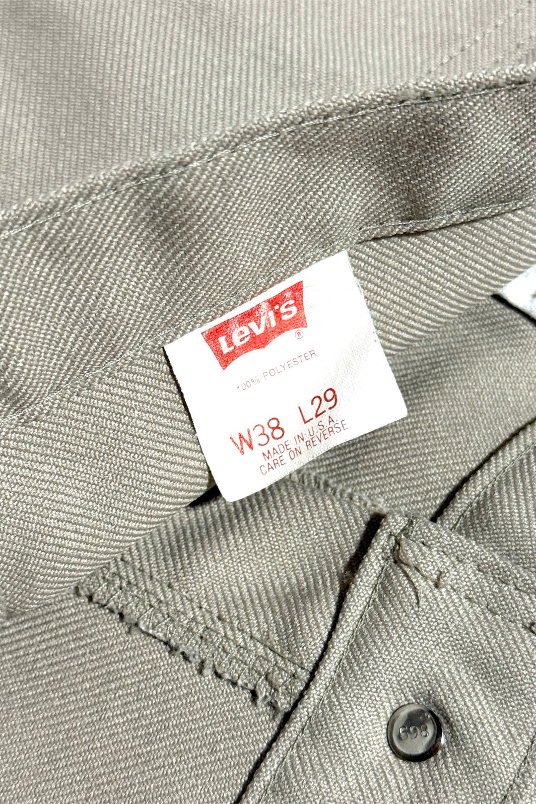 1980’S LEVI’S STAPREST 517 MADE IN USA KHAKI WESTERN BOOTCUT PANTS 36 X 28