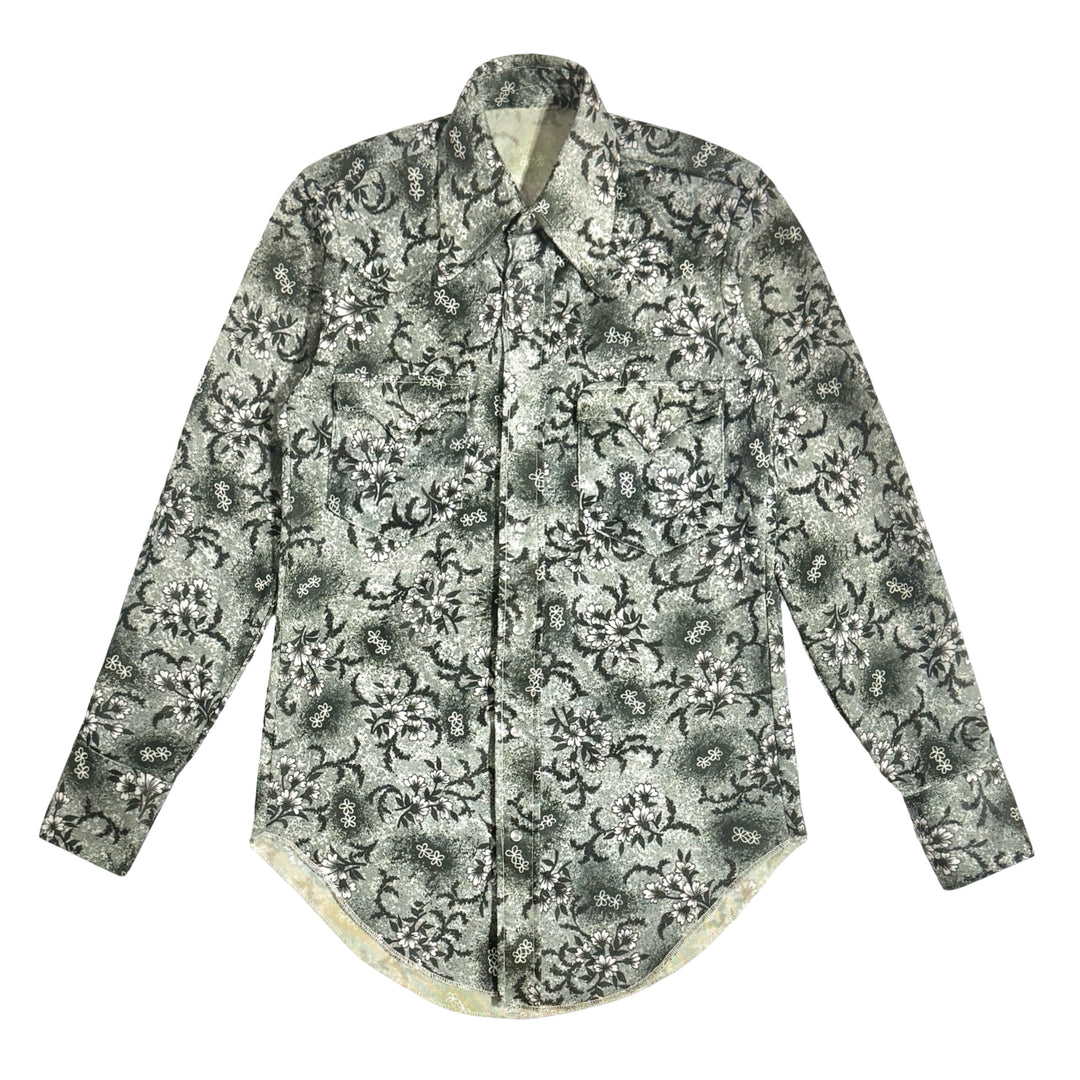 1970’S WRANGLER MADE IN USA FLORAL PRINT WESTERN PEARL SNAP L/S B.D. SHIRT SMALL