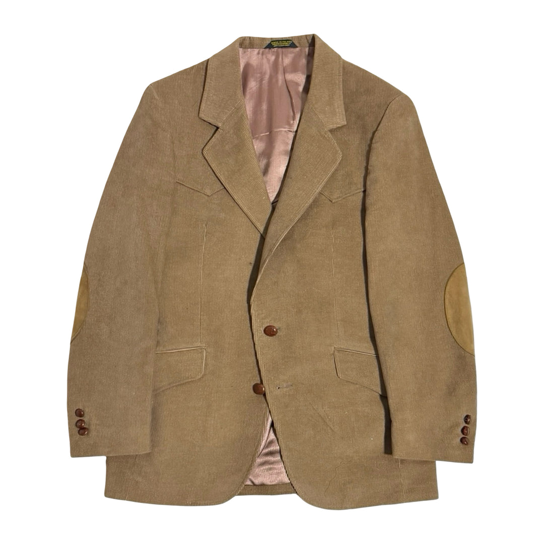 1970’S CCC WESTERN WEAR MADE IN USA WESTERN SUEDE PATCHED CORDUROY SUIT JACKET BLAZER 38R