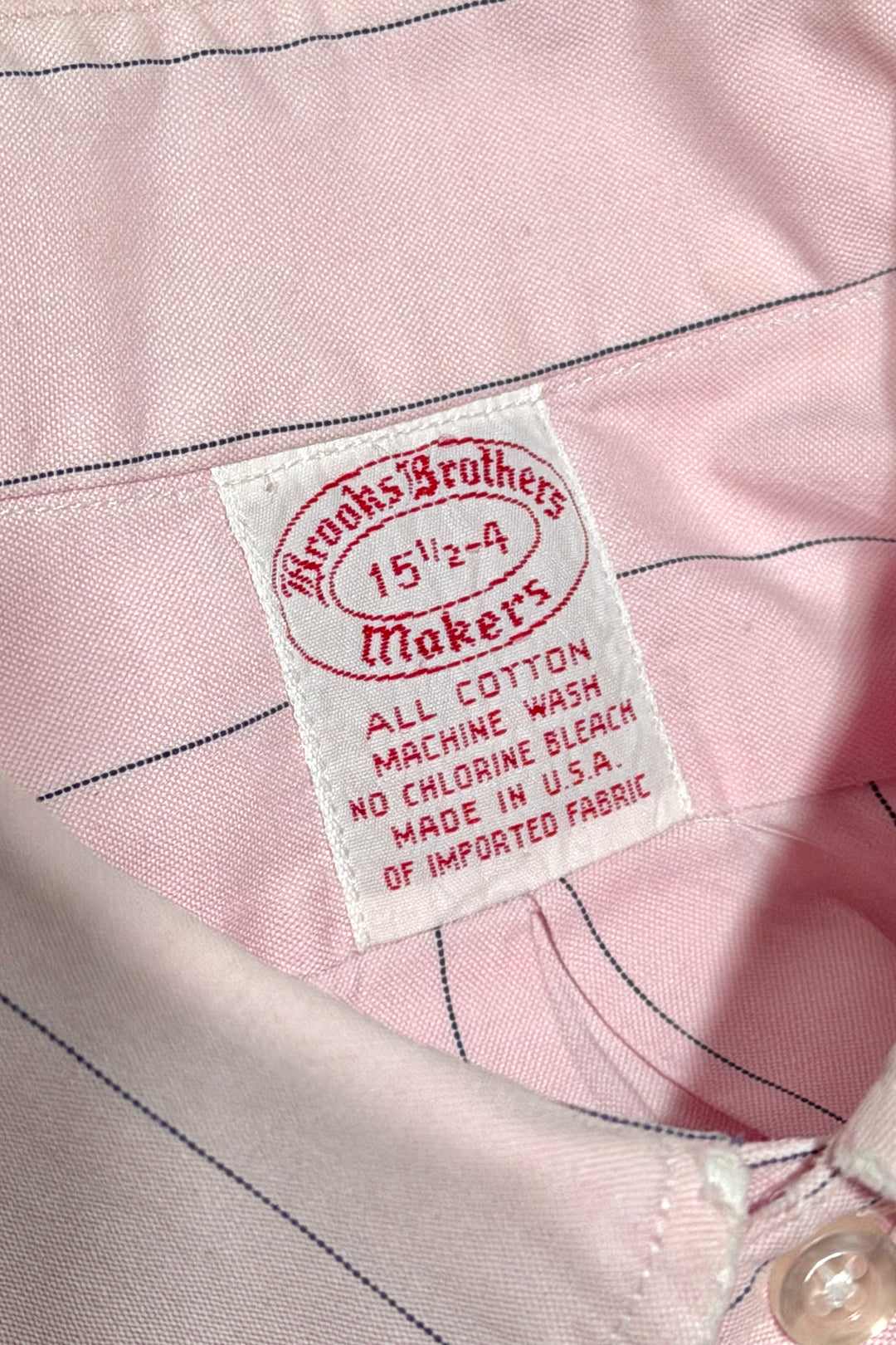 1980’S BROOKS BROTHERS MAKERS MADE IN USA THRASHED &amp; FADED STRIPED PINK L/S OXFORD CLOTH B.D. SHIRT X-LARGE