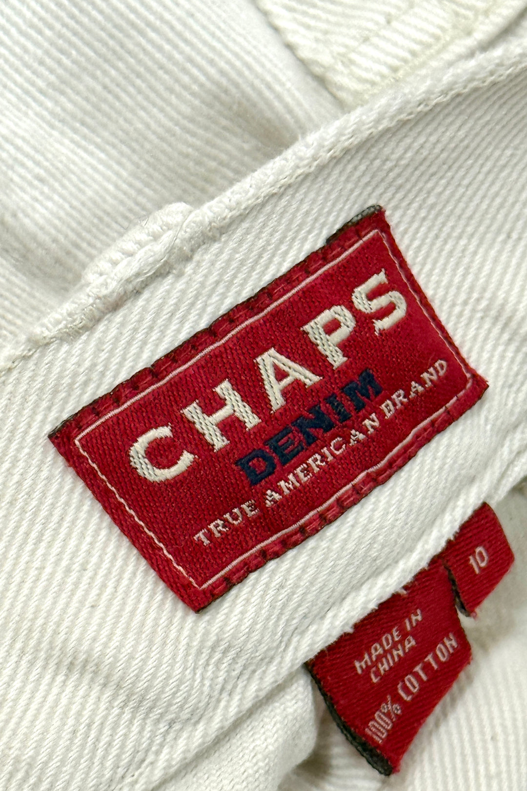 1990’S CHAPS RALPH LAUREN BEADED POCKET WHITE DENIM JEANS 28 X 30