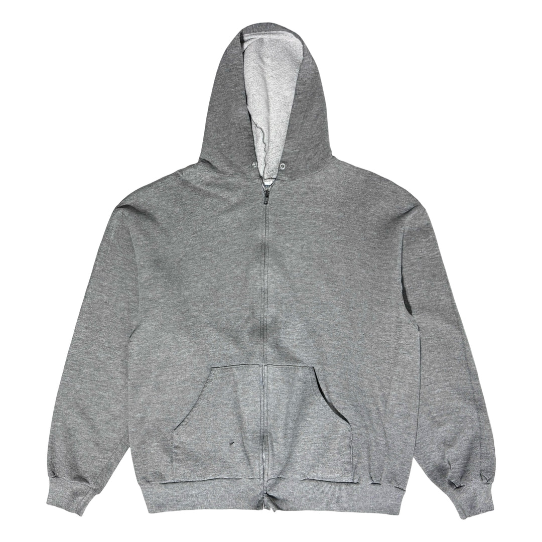 1990’S JERZEES THRASHED & FADED ZIP FLEECE HOODIE SWEATER LARGE