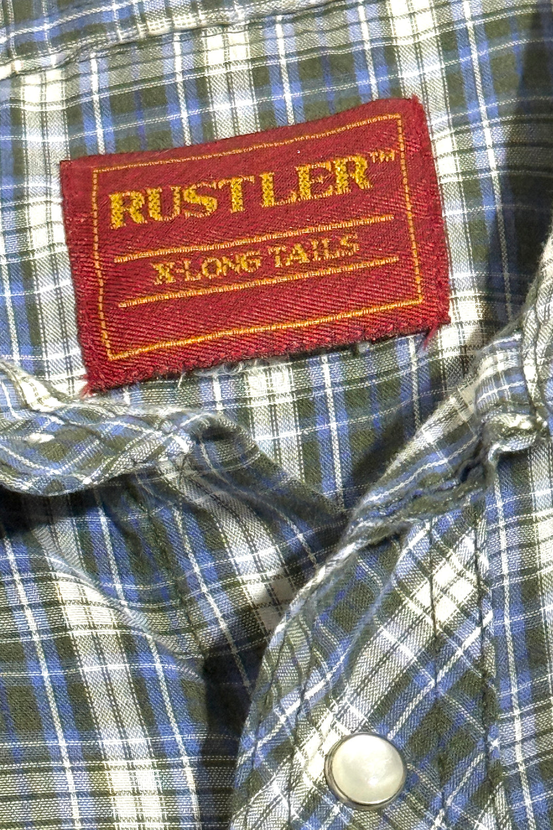 1990’S RUSTLER MADE IN USA PLAID WESTERN PEARL SNAP S/S B.D. SHIRT X-LARGE