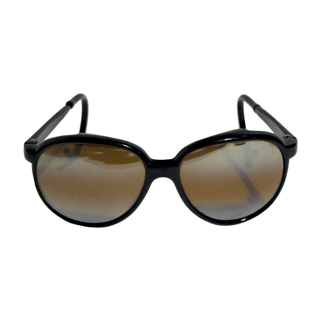 1970’S REI MADE IN JAPAN BLACK ACETATE MIRRORED POLARIZED LENSE CLIMBING SUNGLASSES