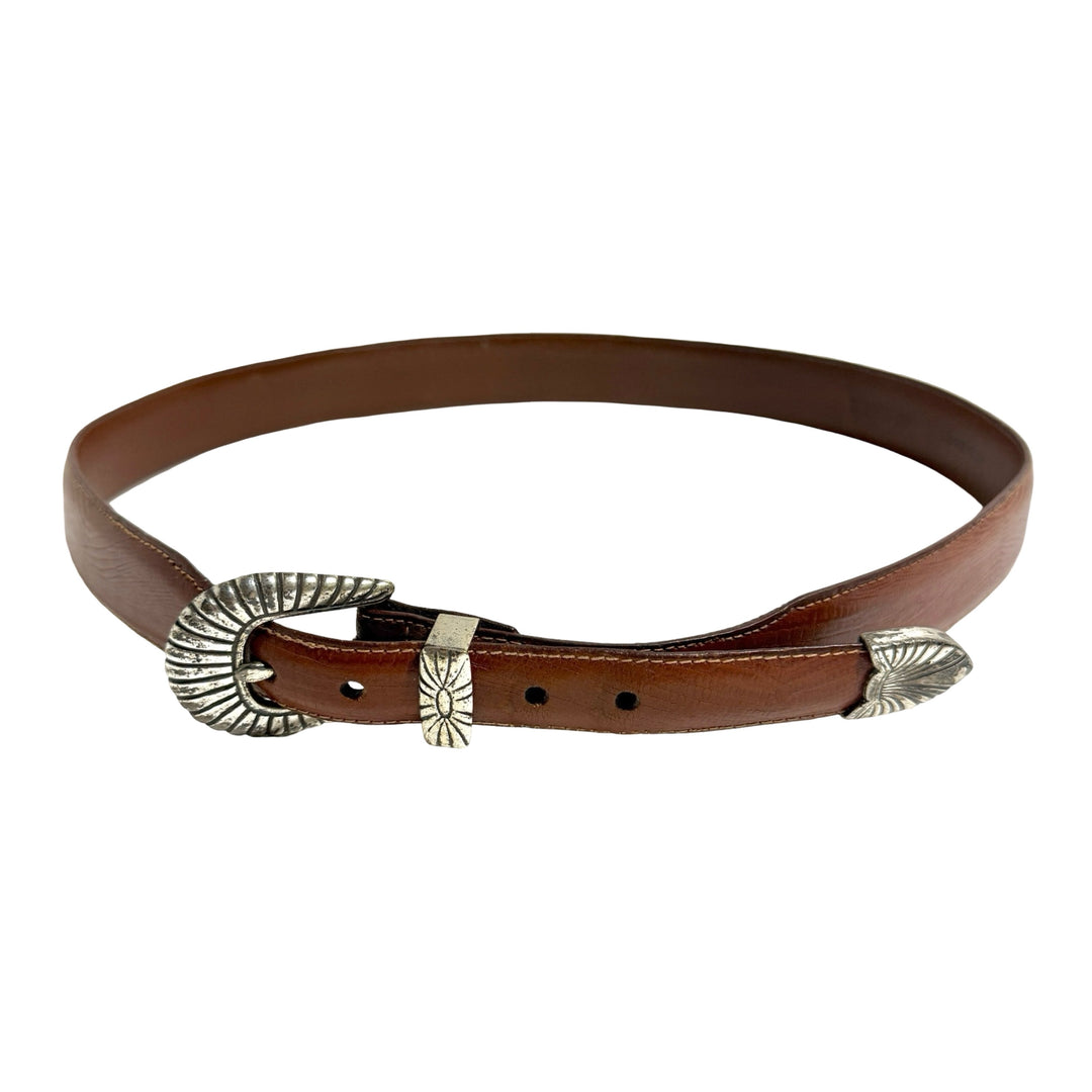 1990’S WESTERN SILVERTONE LIZARD GRAIN LEATHER BELT 36