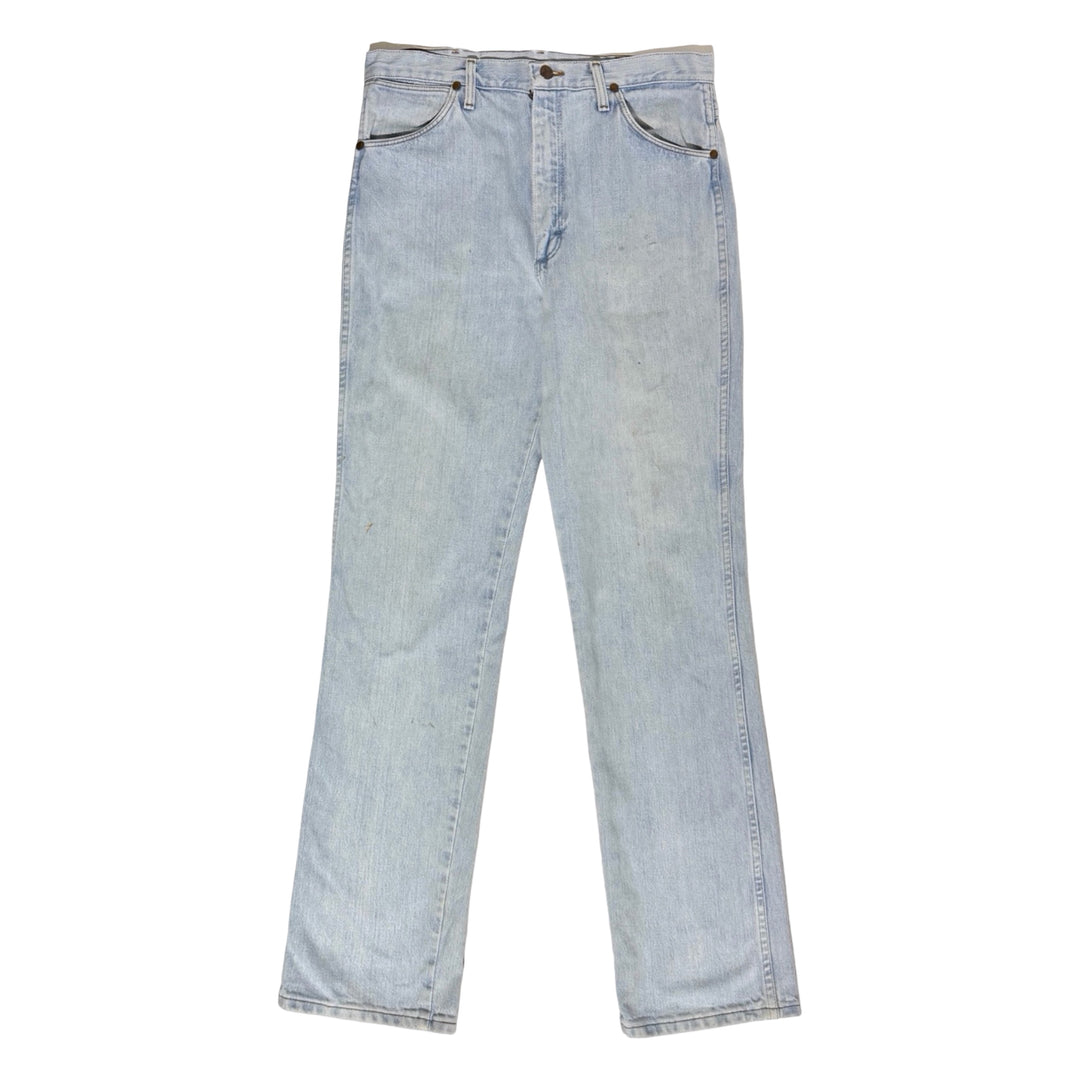 2000’S WRANGLER 936 FADED LIGHT WASH WESTERN BOOTCUT DENIM JEANS 34 X 34