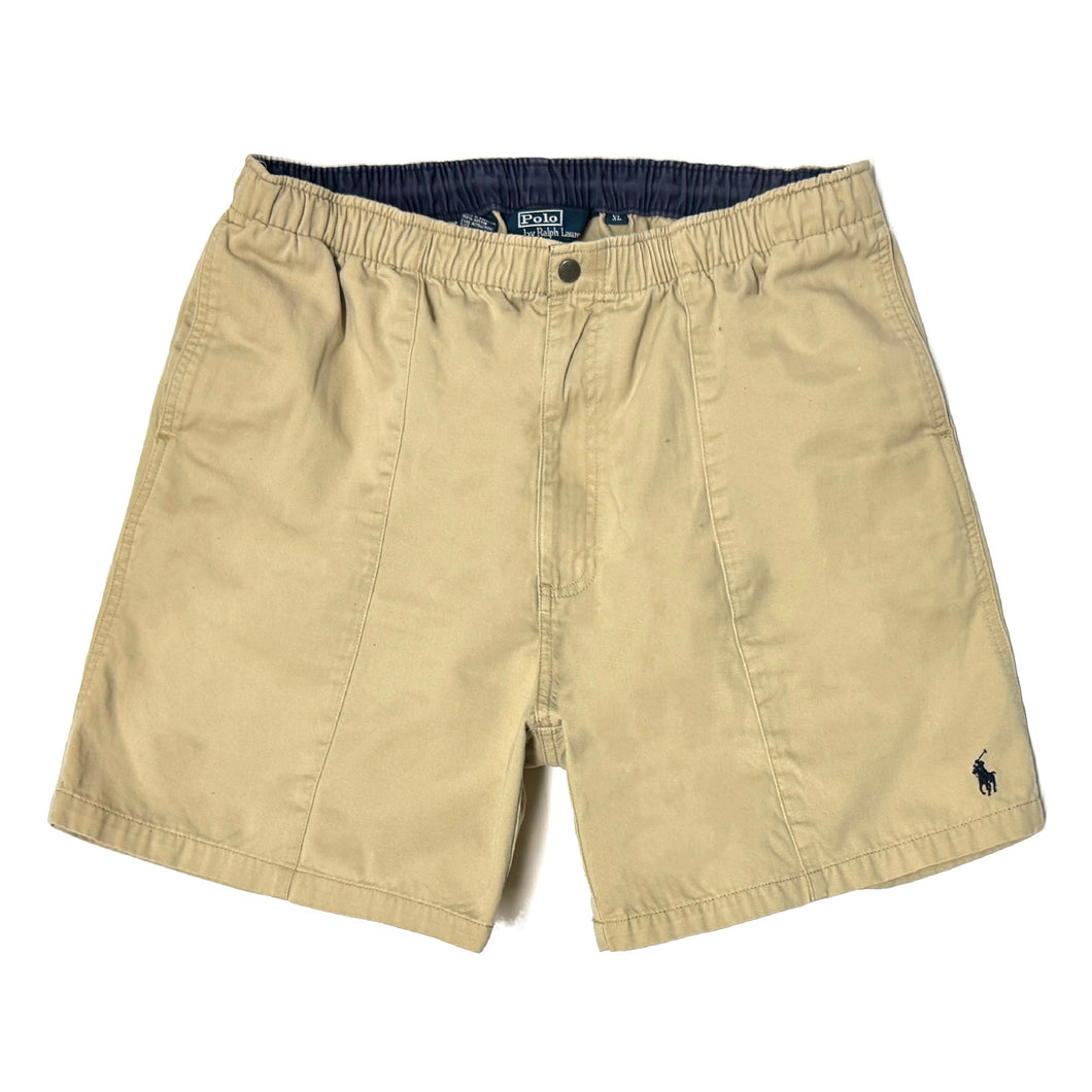 1990’S POLO RALPH LAUREN PLEATED KHAKI SHORTS X-LARGE