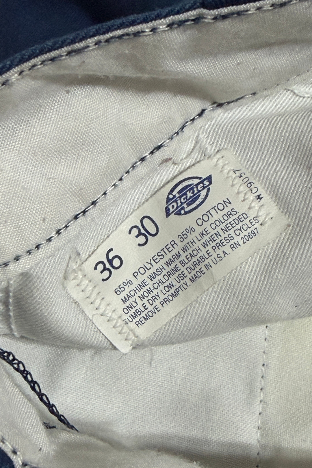 1970’S DICKIES MADE IN USA FADED BLUE TWILL WORKWEAR CHINO PANTS 34 X 30