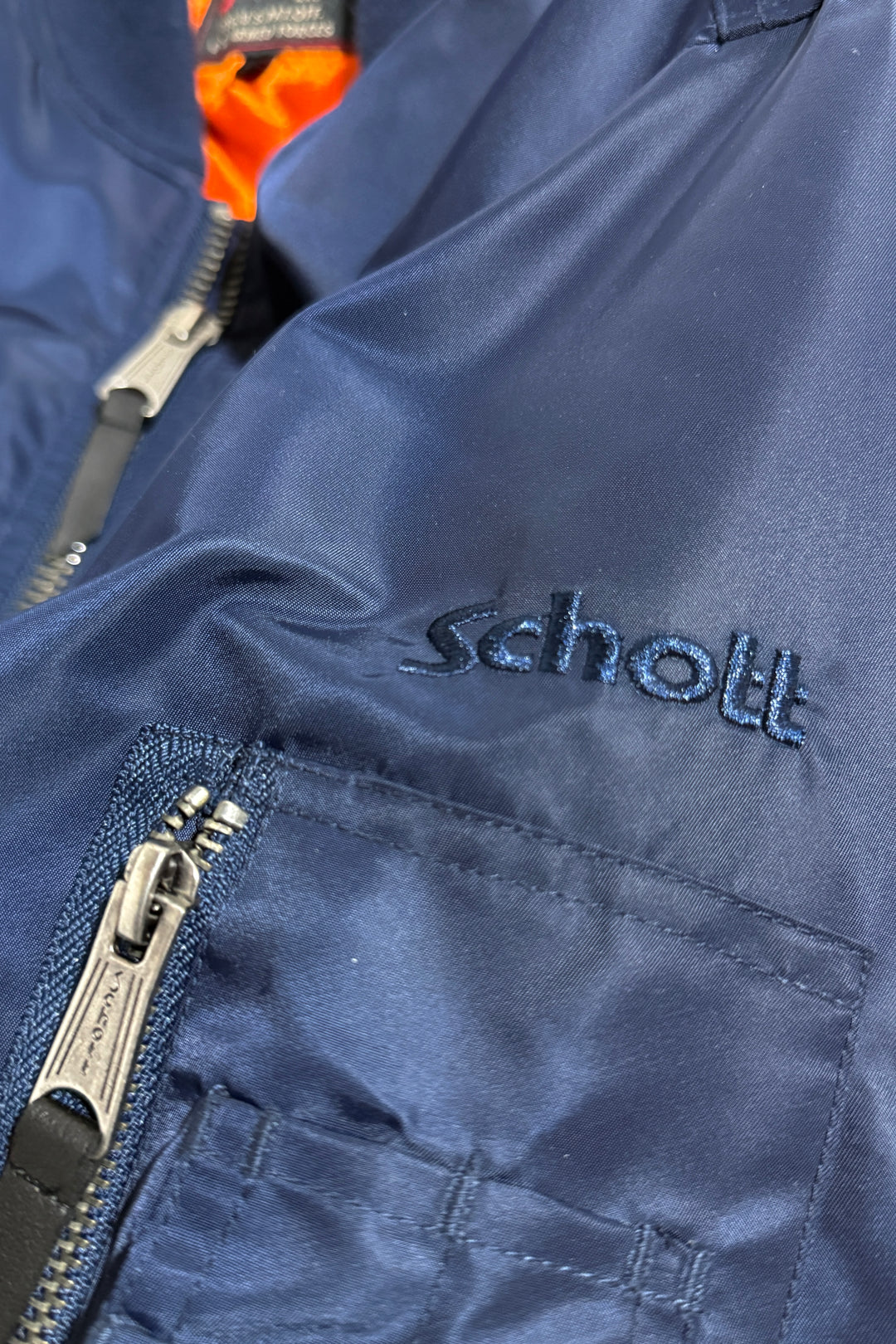 1990’S DEADSTOCK SCHOTT NYC MADE IN USA MA-1 STYLE BOMBER JACKET X-LARGE