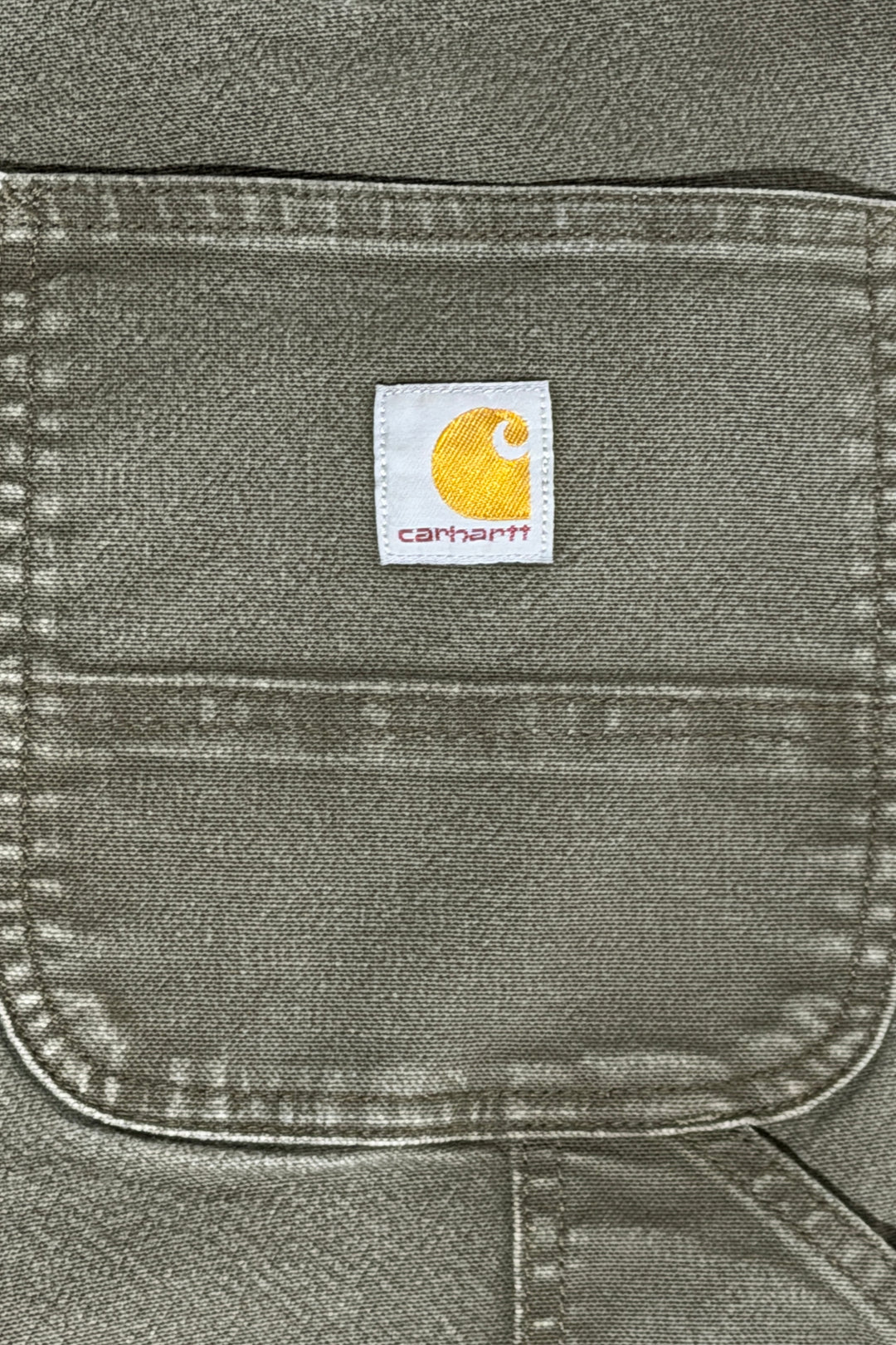 2000’S CARHARTT FADED GREEN DUCK CANVAS CARPENTER WORKWEAR PANTS 34 X 32