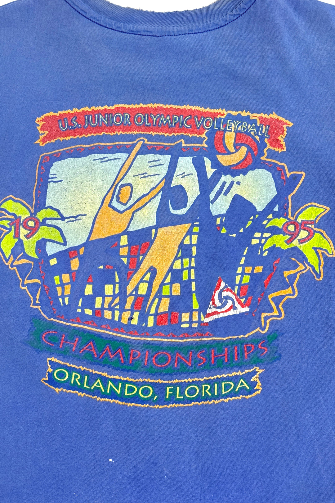 1990’S OLYMPIC VOLLEYBALL MADE IN USA THRASHED & FADED SINGLE STITCH S/S T-SHIRT X-LARGE