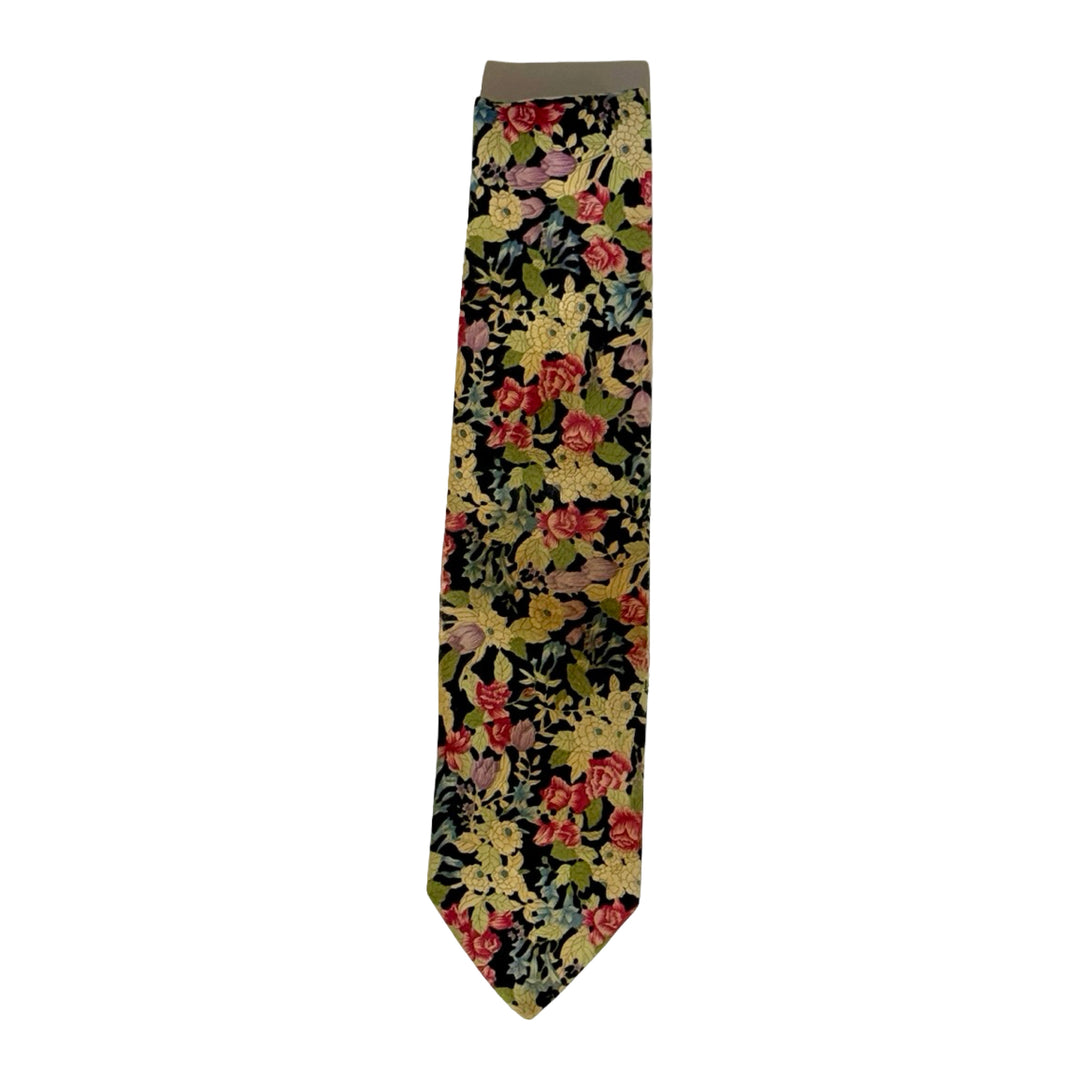1980’S TANGO BY MAX RAAB MADE IN USA ITALIAN SILK FLORAL PRINT NECKTIE