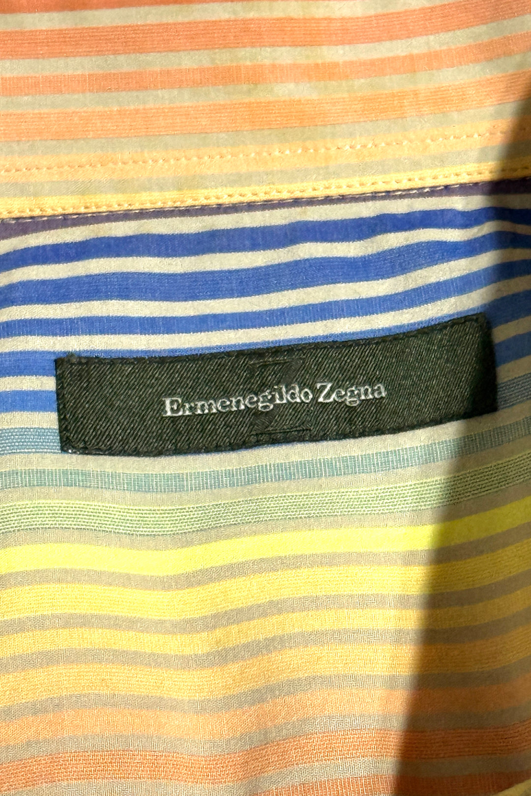 2000’S ERMENEGILDO ZEGNA MADE IN ITALY RAINBOW STRIPED L/S B.D. SHIRT X-LARGE