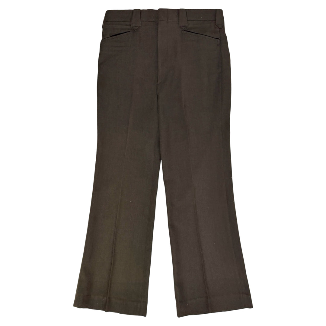 1970’S FARAH WESTERNWEAR MADE IN USA DARK BROWN WESTERN BOOTCUT FROG POCKET PANTS 32 X 30