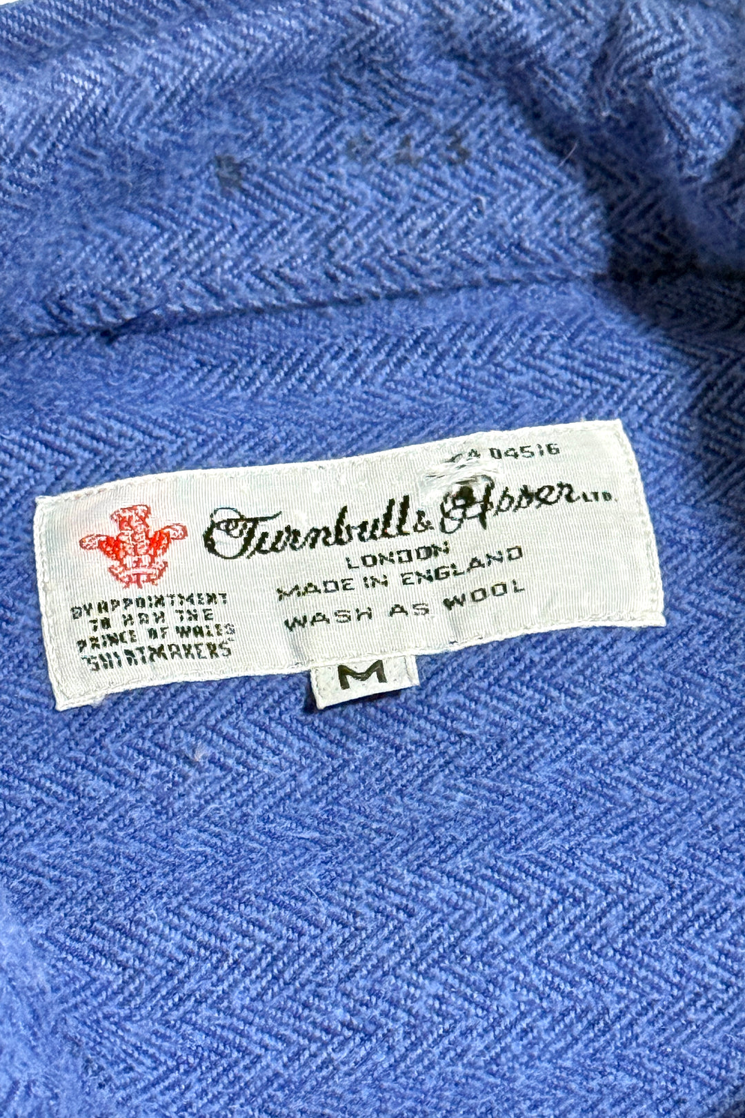 1980’S TURNBULL & ASSER X NEIMAN MARCUS MADE IN ENGLAND HERRINGBONE FLANNEL L/S B.D. SHIRT MEDIUM