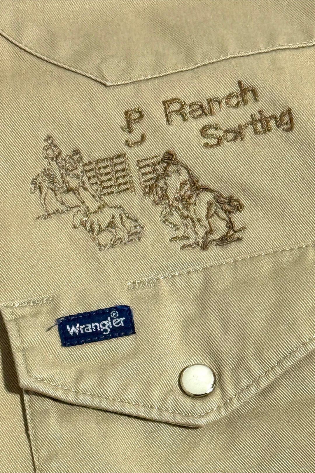 1990’S WRANGLER MADE IN USA EMBROIDERED RANCH WESTERN WORK PEARL SNAP L/S B.D. SHIRT X-LARGE