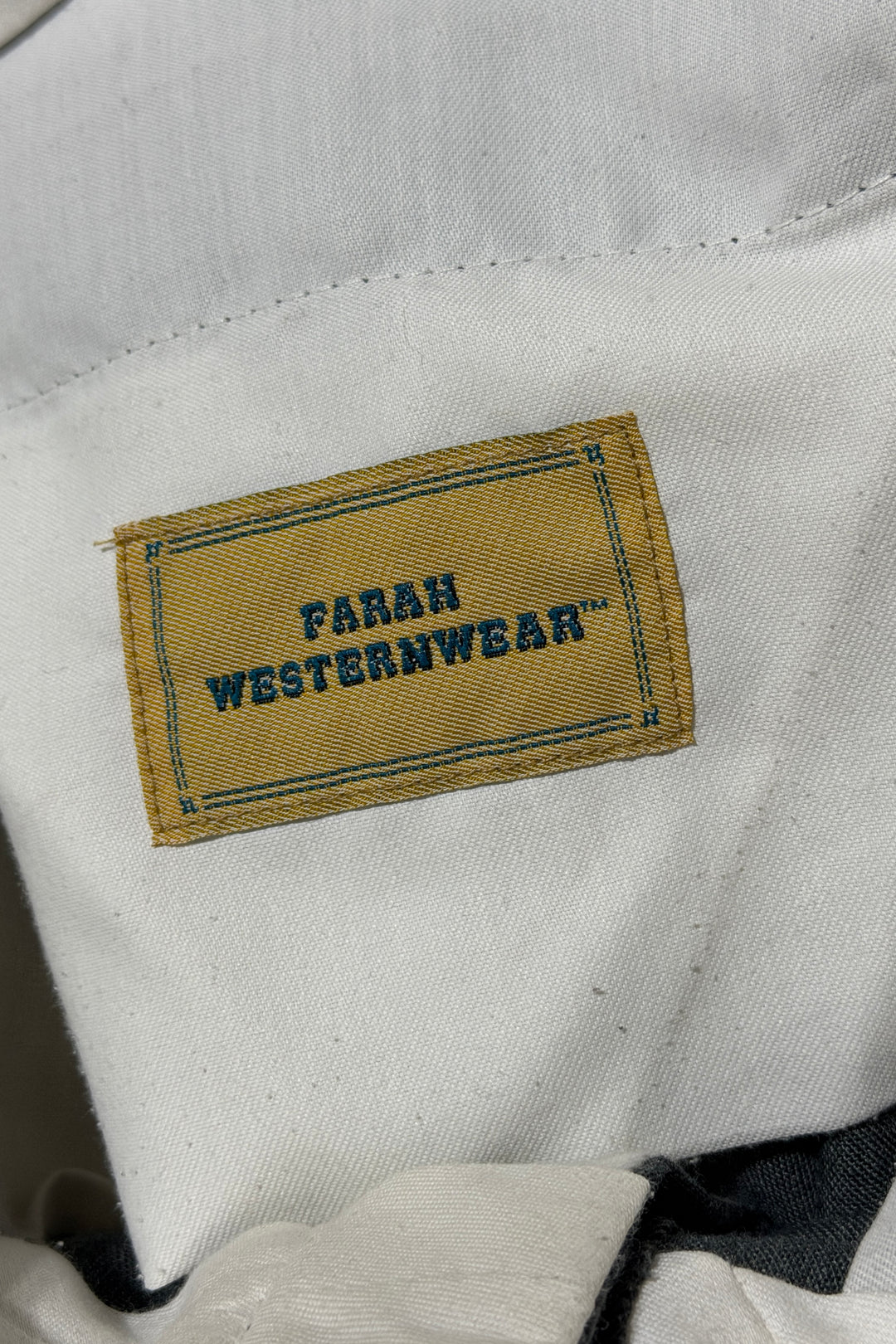 1970’S FARAH WESTERNWEAR MADE IN USA LIGHT MARLED GRAY WESTERN BOOTCUT FROG POCKET PANTS 32 X 30